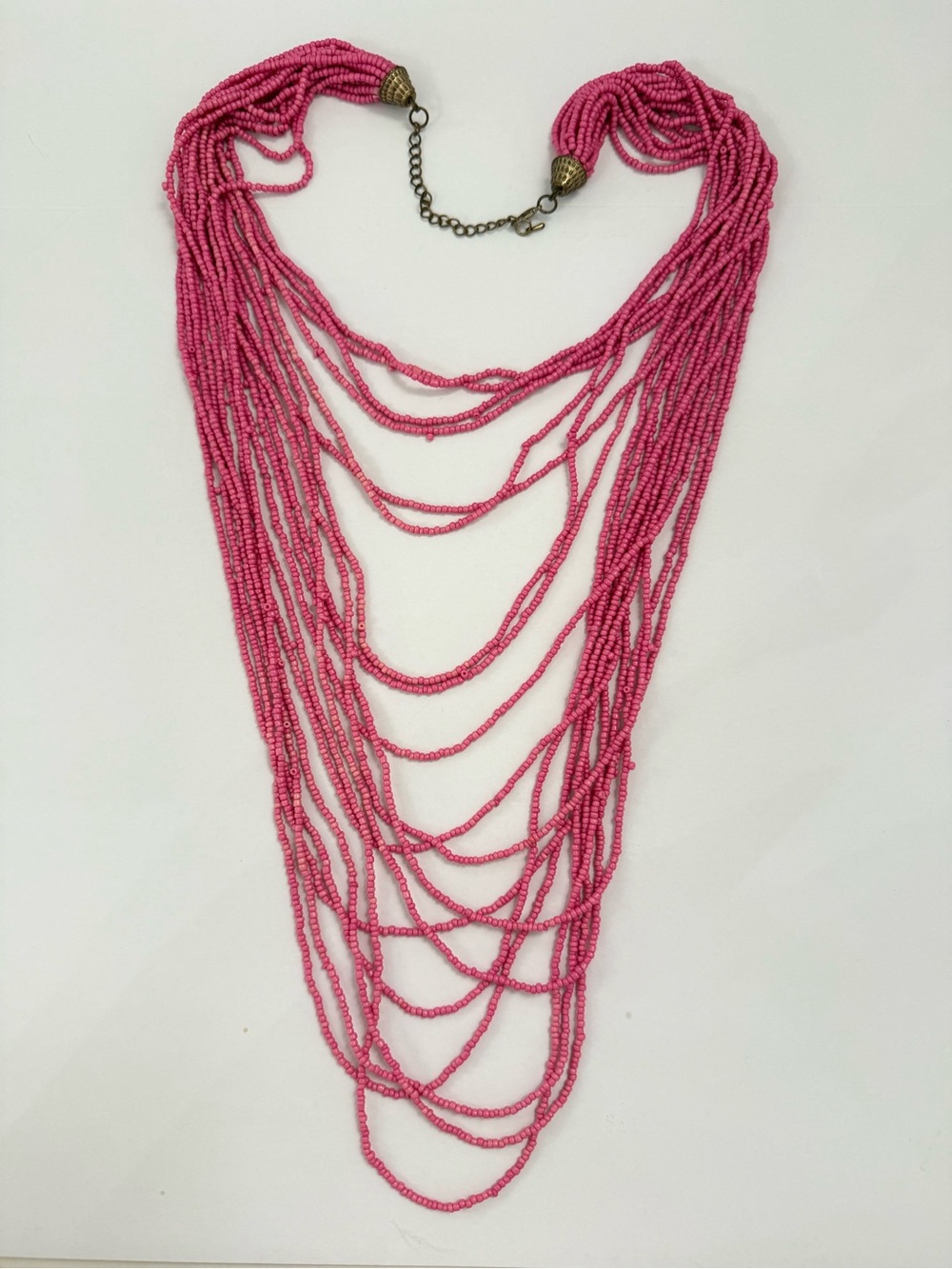 Pink Multi-Strand Seed Bead Necklace